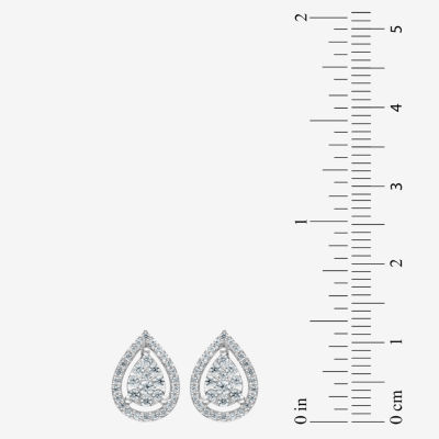 1/2 CT. T.W. Mined White Diamond 14K White Gold 9.5mm Pear Stud Earrings
