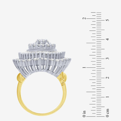 (G / I1) Womens 4 CT. T.W. Lab Grown White Diamond 10K Gold Cluster Cocktail Ring