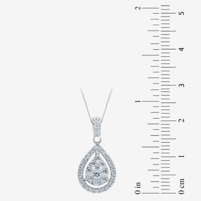 Womens 1/2 CT. T.W. Mined White Diamond 14K White Gold Pear Pendant Necklace