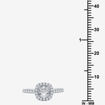 (H-I / Si2-I1) Womens 1 3/4 CT. T.W. Lab Grown White Diamond 10K Gold Cushion Side Stone Halo Bridal Set