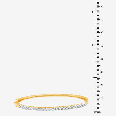 (H-I / I1) 1 CT. T.W. Lab Grown White Diamond 14K Gold Over Silver Sterling Silver Bangle Bracelet