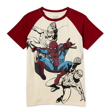 Disney Collection Little & Big Boys Crew Neck Short Sleeve Spiderman Graphic T-Shirt, 3, Red