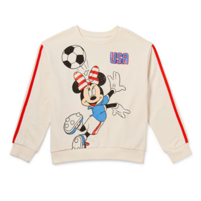 Disney Collection Little & Big Girls Crew Neck Long Sleeve Minnie Mouse Sweatshirt