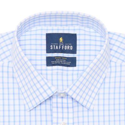 Stafford Smart Tech Mens Slim Fit Stretch Fabric Wrinkle Free Long Sleeve Dress Shirt