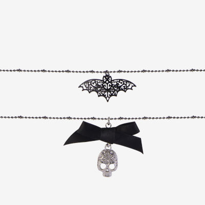Arizona Halloween Silver Tone Womens Glass 16 Inch Strand Necklace