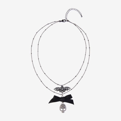 Arizona Halloween Silver Tone Womens Glass 16 Inch Strand Necklace