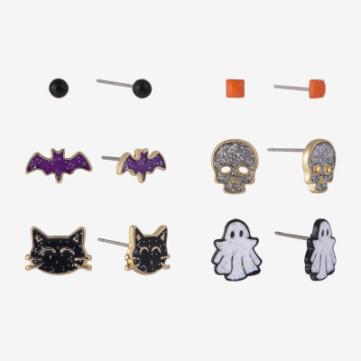 Arizona Halloween Gold Tone Womens 6 Pair Earring Set