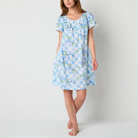 Adonna Womens Scoop Neck Short Sleeve Nightgown, Petite X-large, Blue