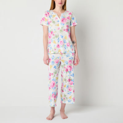Adonna Womens Round Neck Short Sleeve 2-pc. Pajama Sets