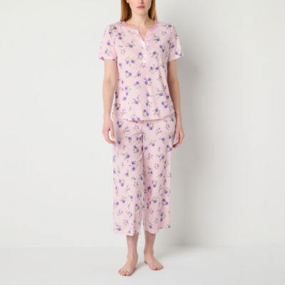 Adonna Womens Round Neck Short Sleeve 2-pc. Pajama Sets