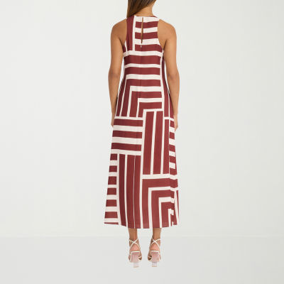 Clover And Sloane Womens Sleeveless Geo Linear Maxi Dress
