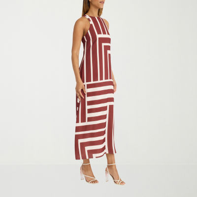 Clover And Sloane Womens Sleeveless Geo Linear Maxi Dress