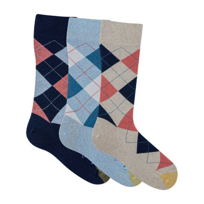 Gold Toe Carlyle Argyle Mens 3 Pair Crew Socks