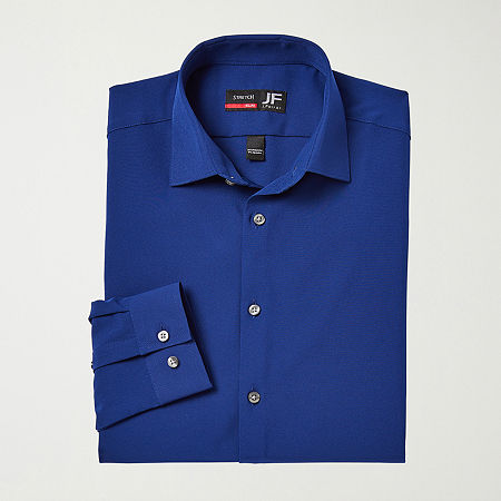 J. Ferrar 360 Stretch Performance Mens Slim Fit Stretch Fabric Long Sleeve Dress Shirt, 15-15.5 32-33, Blue