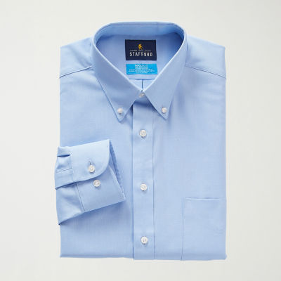 Stafford Coolmax All Season Oxford Mens Regular Fit Stretch Fabric Wrinkle Free Long Sleeve Dress Shirt