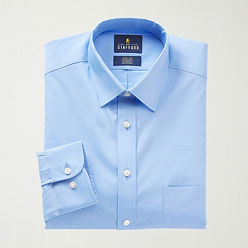 Stafford Coolmax Mens Regular Fit Stretch Fabric Wrinkle Free Long Sleeve Dress Shirt