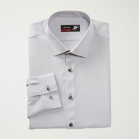 J. Ferrar 360 Stretch Performance Mens Slim Fit Stretch Fabric Long Sleeve Dress Shirt, 15-15.5 34-35, Gray