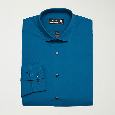 J. Ferrar Ultra Comfort Mens Regular Fit Wrinkle Free Long Sleeve Dress Shirt, 15-15.5 32-33, Green