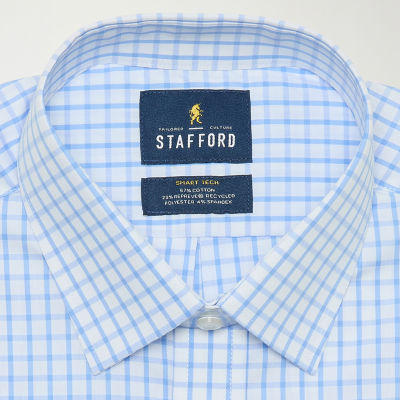 Stafford Smart Tech Mens Regular Fit Stretch Fabric Wrinkle Free Long Sleeve Dress Shirt