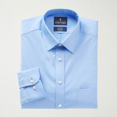 Stafford Big and Tall Smart Tech Mens Regular Fit Stretch Fabric Wrinkle Free Long Sleeve Dress Shirt