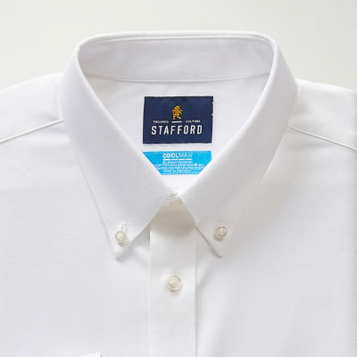 Stafford Big and Tall Coolmax All Season Oxford Mens Button Down Collar Long Sleeve Stretch Fabric Wrinkle Free Dress Shirt