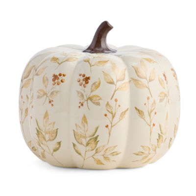 Linden Street Ivory Floral Pumpkin Thanksgiving Tabletop Decor