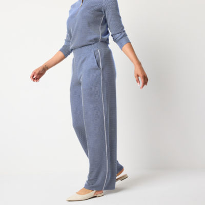 Liz Claiborne Womens Wide Leg Mid Rise Pull-On Pant, Color: Viking