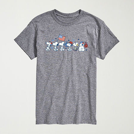 Novelty Mens Crew Neck Short Sleeve Regular Fit Peanuts Snoopy Graphic T-Shirt, Small, Gray
