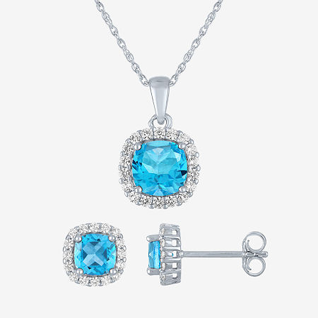 Gemstone Pure Silver Over Brass 2-pc. Jewelry Set, One Size, Blue
