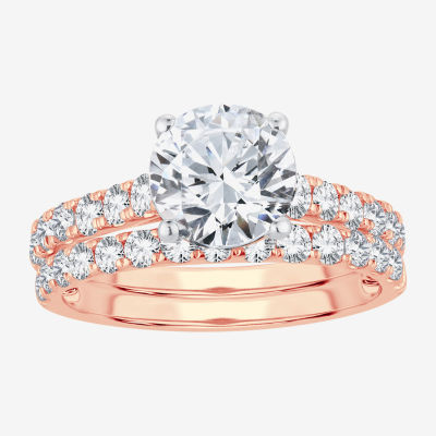 (H-I / SI1-SI2) Signature By Modern Bride Womens 2 1/2 CT. TW. Lab Grown White Diamond in 14K Gold Round Bridal Set