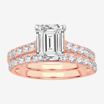 (H-I / SI1-SI2) Signature By Modern Bride Womens 2 1/2 CT. TW. Lab Grown White Diamond in 14K Gold Emerald Bridal Set