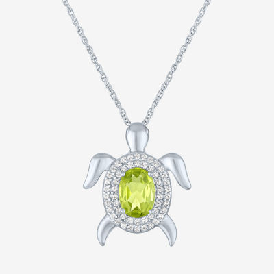 Womens Genuine Green Peridot Pure Silver Over Brass 16 Inch Pendant Necklace
