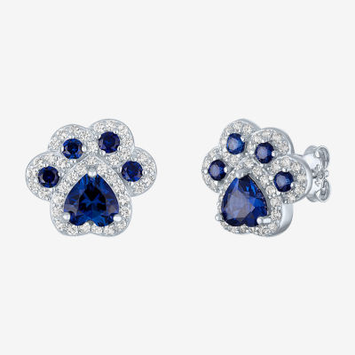 Lab Created Blue Sapphire 4mm Stud Earrings