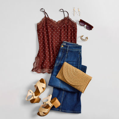 a.n.a Polka Dot Cami + Super Wide-Leg Jeans