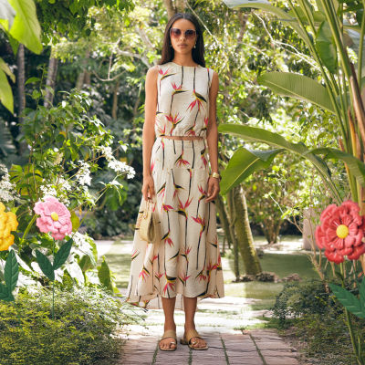 Worthington Birds of Paradise Top + A-:Line Skirt