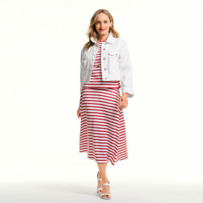 Liz Claiborne 50th Anniverssary Anny Collection Striped Tee + Midi Skirt