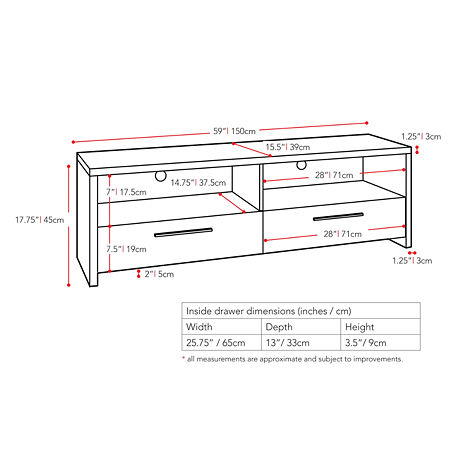 Fernbrook 59 Wood TV Stand, One Size, Black