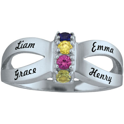 RMREWY Personalized Name Ring - 925 Sterling Silver With Birthstone, Engraved Gift For Women - View #5