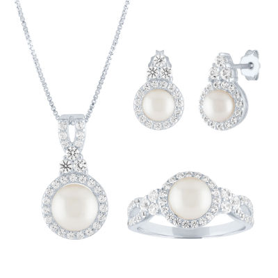 White Cultured Freshwater Pearl Sterling Silver 3-pc. Jewelry Set