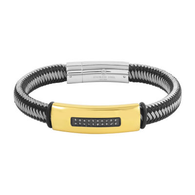 Mens Stainless Steel 8 1/4 Inch Solid Chain Bracelet