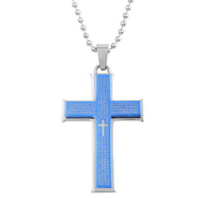 Lord'S Prayer Mens Stainless Steel Cross Pendant Necklace JCPenney