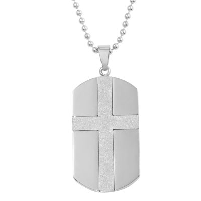 Mens Stainless Steel Cross Dog Tag Pendant Necklace - JCPenney