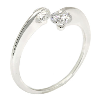 Sparkle Allure Womens 2MM White Cubic Zirconia Pure Silver Over Brass Hypoallergenic Bypass  Band