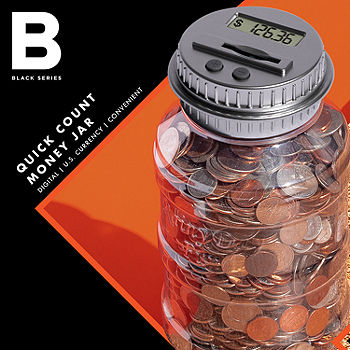 Black Series Digital Coin-Counting Money Jar with LCD Screen, Gray