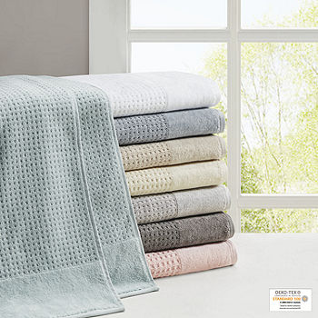 Sapphire Resort Vertical Bars Textured 6 Piece Bath Towel Set in Light Grey