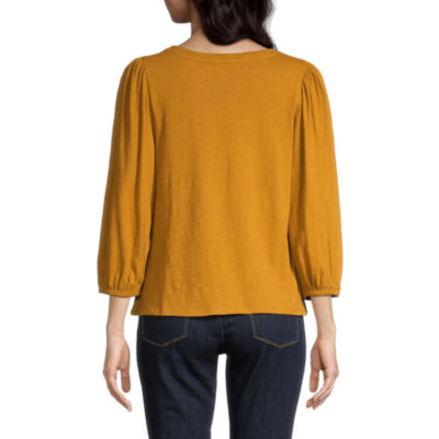 a.n.a Womens Round Neck 3/4 Sleeve Top