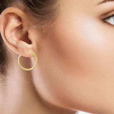 18K Gold 1 Inch Round Hoop Earrings