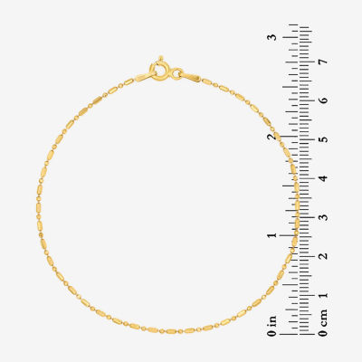 Made in Italy Womens 14K Gold Over Silver 7.5 Inch Solid Bead Chain Bracelet