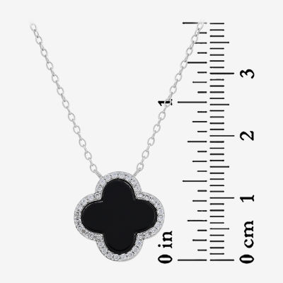 Womens Black Onyx Sterling Silver Pendant Necklace