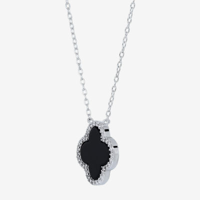 Womens Black Onyx Sterling Silver Pendant Necklace